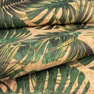 Cork fabric printing Jungle Leaves