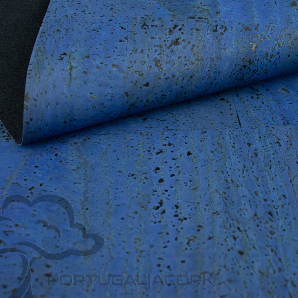 Cork fabric Denim blue