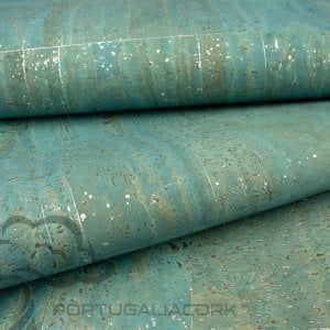 Cork fabric Blue with silver-1