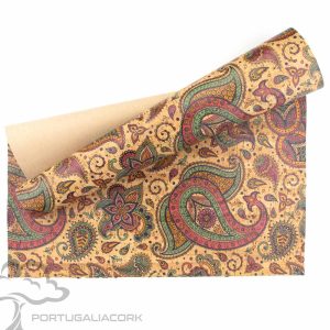 Cork leather printing Indian Paisley