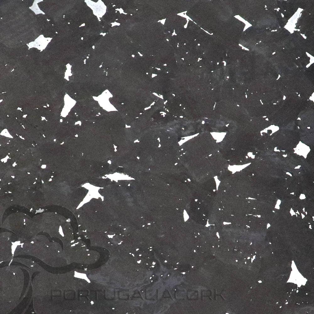 Cork fabric Glossy Marble Charcoal grey