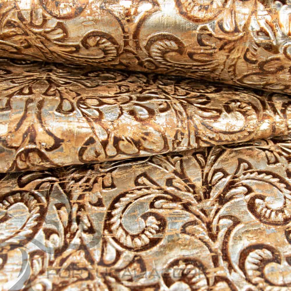 Cork fabric Damask emboss bronze