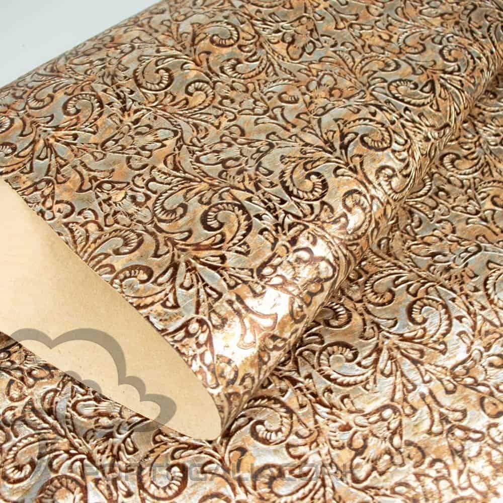 Cork fabric Damask emboss bronze-1