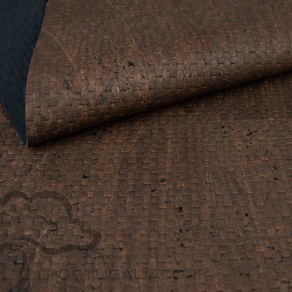 Cork fabric woven emboss brown