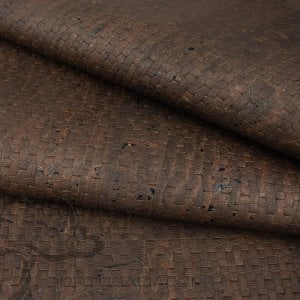Cork leather woven emboss brown