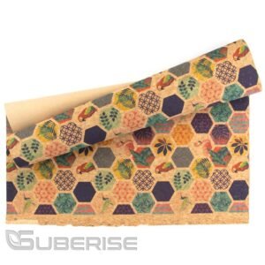Cork leather printing Tropical hexagons