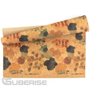 Cork leather printing Leafy design
